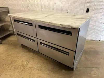 Used Delfield Used Delfield UCD4064N 4 - drawer Worktop Refrigerator With Marble Top 115V Worktop Refrigerators Illinois US | Falcon Restaurant Supply #1373796