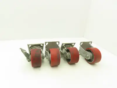 Fairbanks 4" Caster Wheel Poly/Cast (2) Swivel Locking (2) Rigid Lot of 4