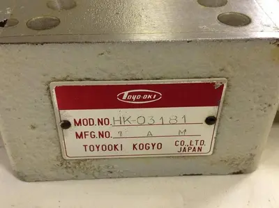 Used TOYOOKI KOGYO HK-03181 Valves/Fittings Michigan US | Ideal Machinery #1277244