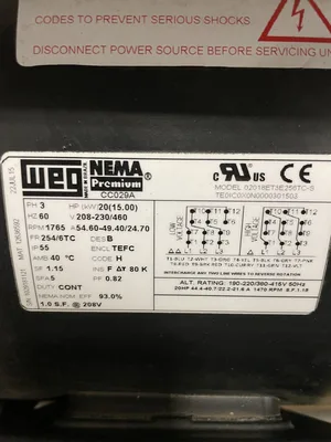 NEW WEG 02018ET3E256TC-S 20HP Electric Motor 1765RPM 208-230/460V TEFC 3PH