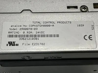 USED TOTAL CONTROL PRODUCTS CQPKSTDN0000-A