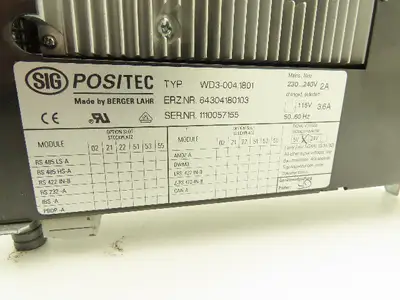 Berger Lahr WD3-004.1801 Positec Stepper Motor Drive Rev 16 5V Signal