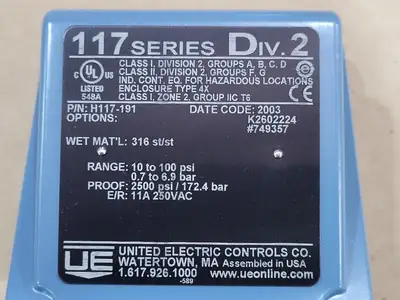 New | in-Stock UNITED ELECTRIC H117-191 Switchgears British Columbia CA | Lenmark #240764