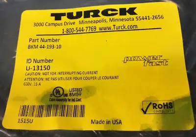 Used Turck U-13150 Cable & Wire South Carolina US | Palmetto Automation #1316214