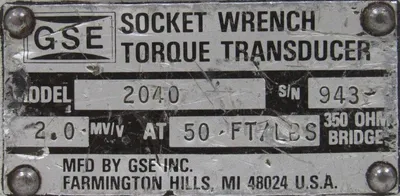USED GSE 2040 SOCKET WRENCH TORQUE TRANSDUCER