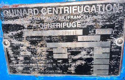 Andritz/Guinard D3L C20 HCP C2P HIL decanter centrifuge, SS.