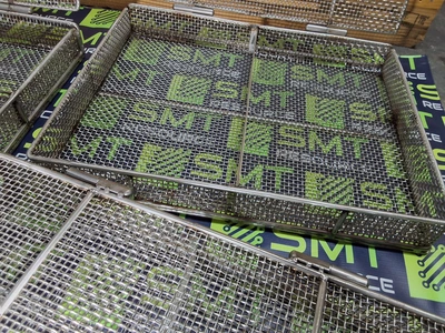 STAINLESS STEEL WIRE MESH PCB INLINE WASH BASKET