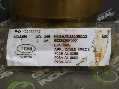 TOG Manufacturing Co. Inc. 9022526P0001 Bushing Rev. 1 3.5 in ID 4.2 in OD New