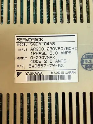 Yaskawa SGDA-04AS 1 PH Servopack 200-230Vac 6.0A (3.5.1)