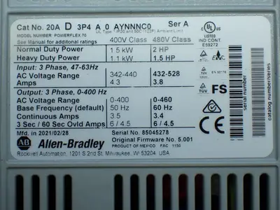 NEW ALLENBRADLEY 20AD3P4A0AYNNNC0