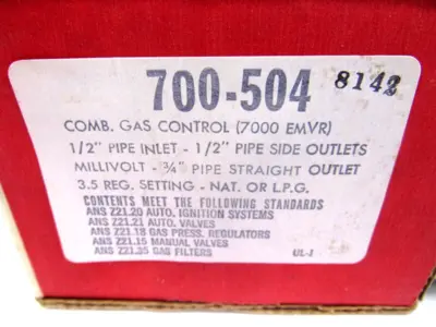 NEW ROBERTSHAW 700-504 GAS VALVE 700504