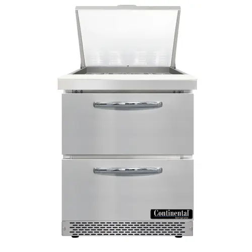 Continental D27N12M-FB-D 27" Designer Line Sandwich/salad Prep Table W/ Refrigerated Base, 115v