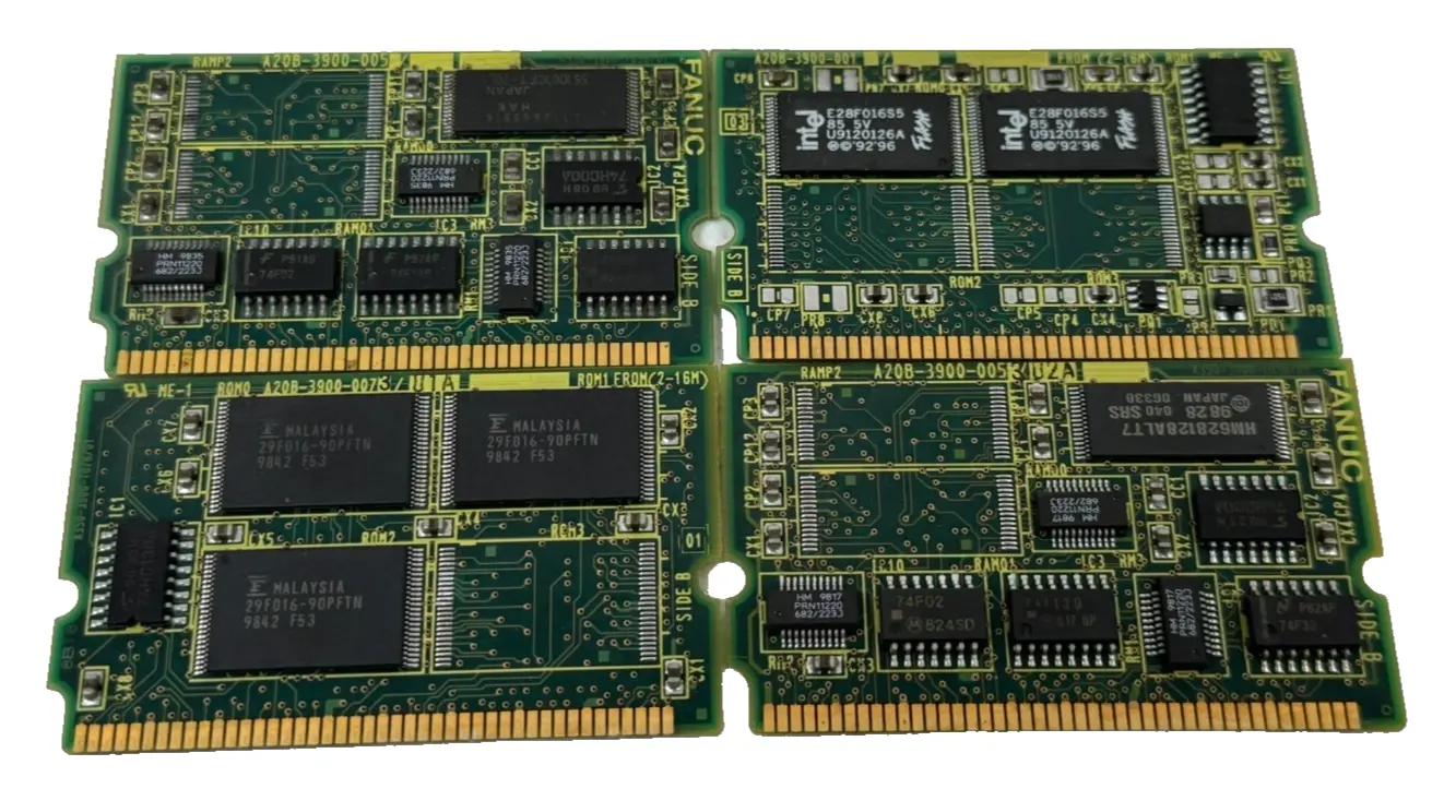 LOT OF 4 USED FANUC MEMORY CARDS A20B-3900-005 A20B-3900-001 A20B-3900-0073