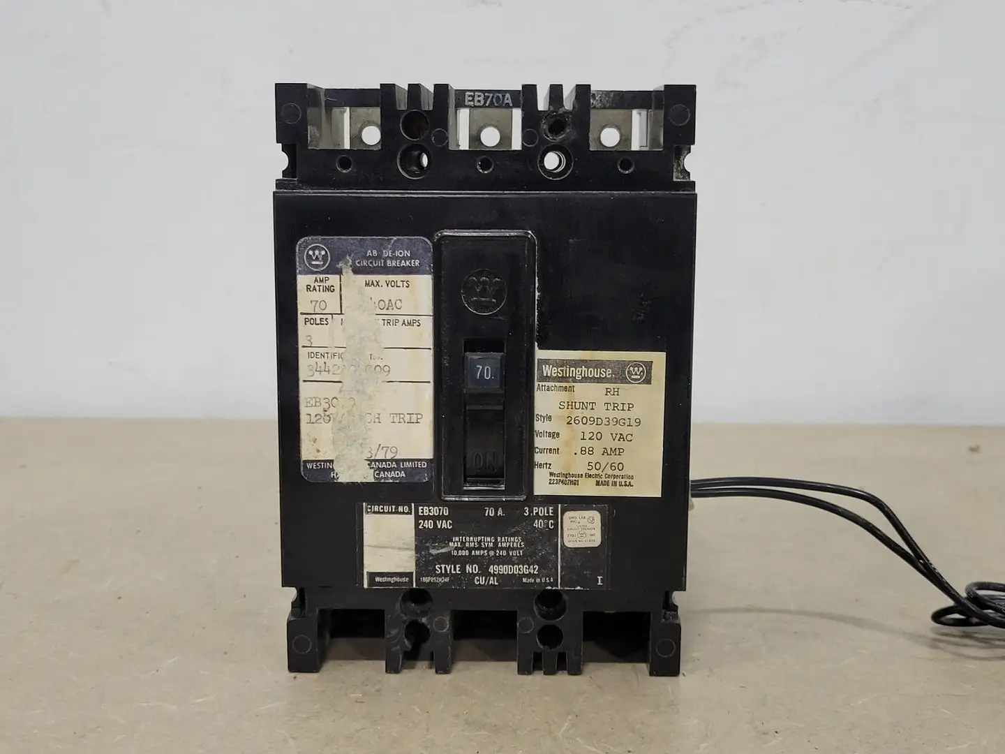 Used WESTINGHOUSE EB3070 Switchgears British Columbia CA | Lenmark #239788