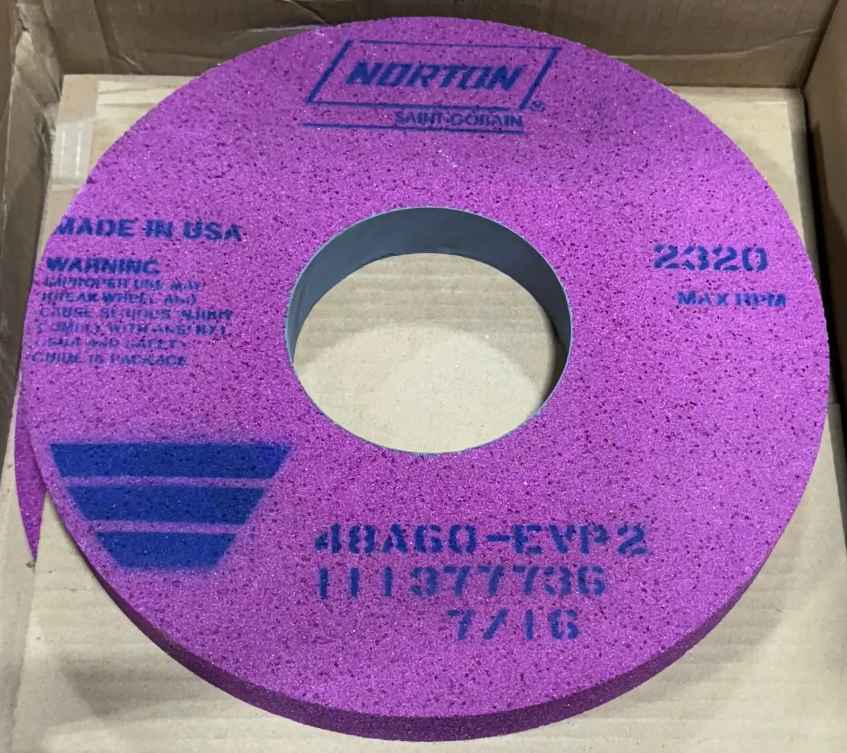 Norton 14" x 1-1/2" x 5" Grinding Wheel 48A60-EVP2 USA Made