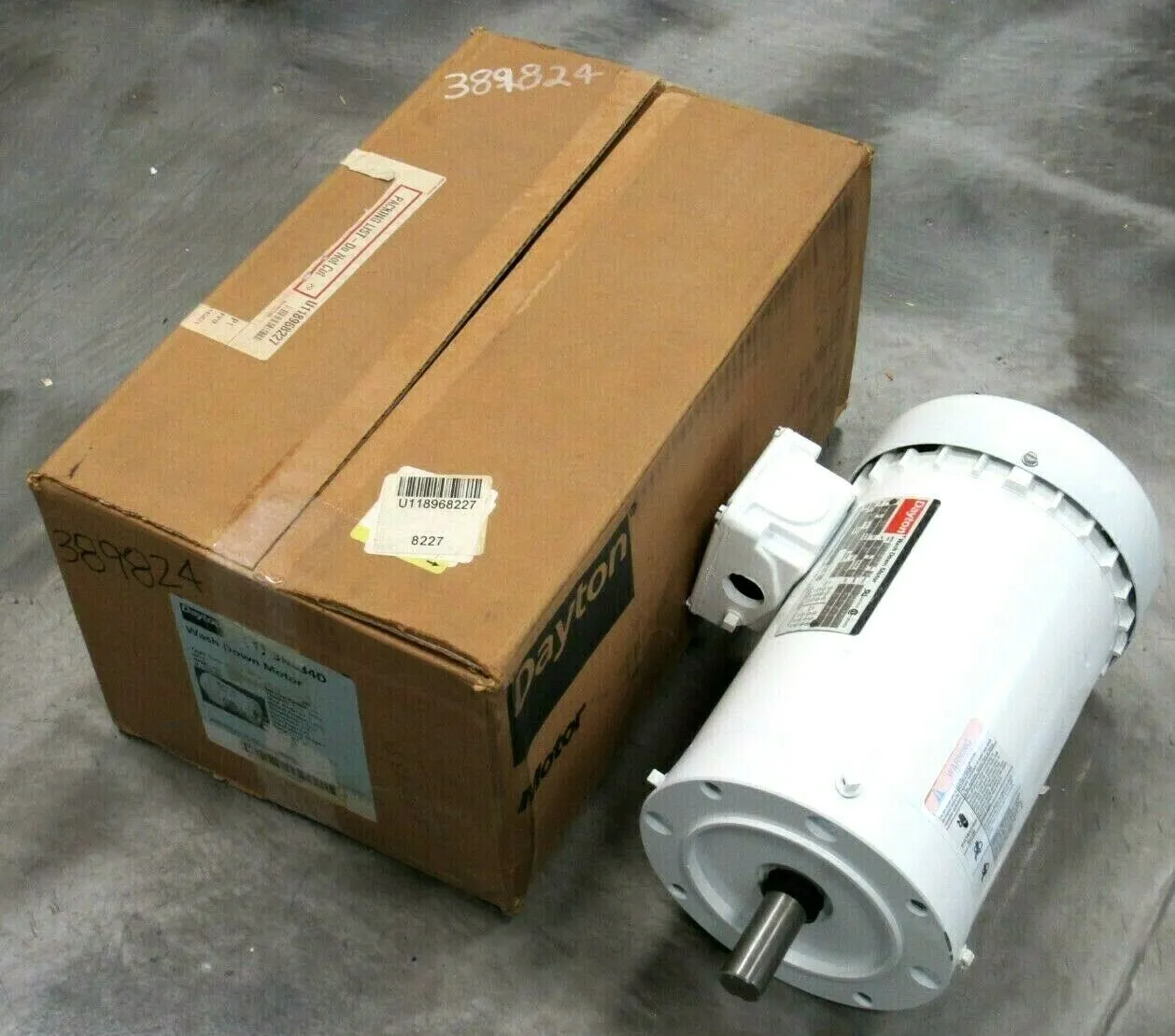 NEW DAYTON 3N834D WASH DOWN MOTOR 2HP 1725RPM 230/460V 7/8" DIA.