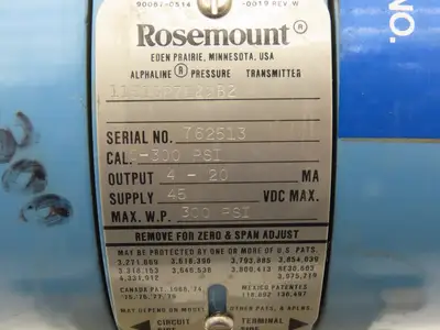 Rosemount 1151GP7E22B2 SMART Pressure Transmitter 0-300psi 45VDC