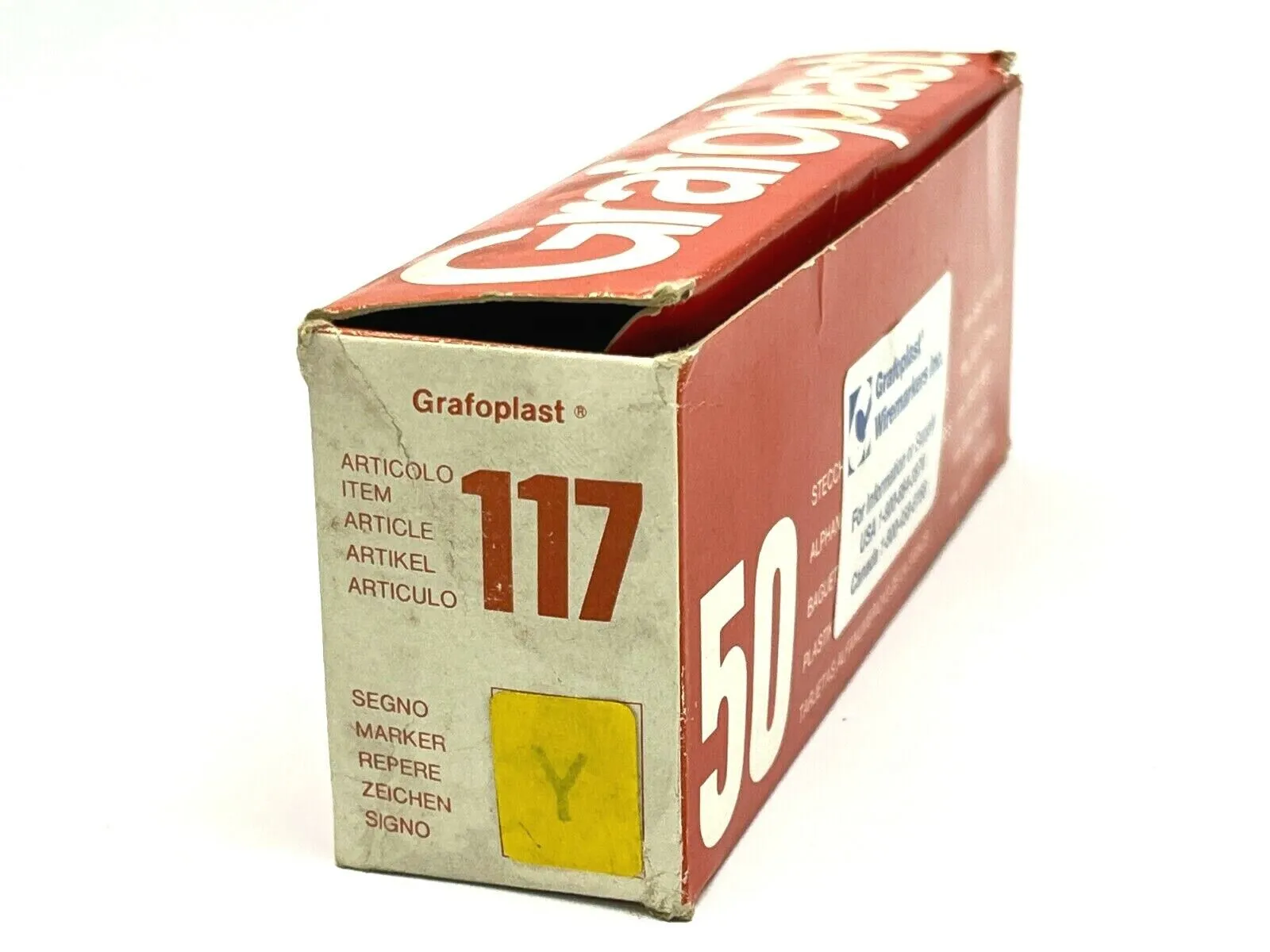 117 | Grafoplast  Wire Markers Y Black on Yellow 50 Strips - New