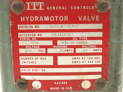 ITT Hydramotor HV21JK201AV7 Motorized Control Valve 2-1/2"NPT Bronze 120V