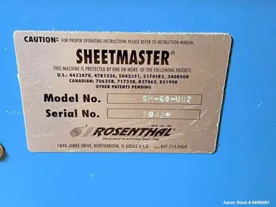 Used ROSENTHAL SM-60-UBZ Down Stream - Sheeters Illinois US | Aaron Equipment #1338008