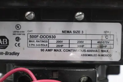 AB ALLEN BRADLEY 500F-DOD930 SER. A 120V CONTACTOR STK CC190