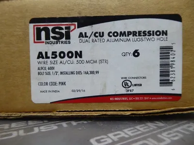 Box of 6 NSI Industries AL500N Compression Lugs 1/2" Bolt Size New NIB