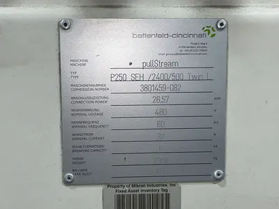 Used 2014 BATTENFELDCINCINNATI P250 SEH /2400/500 TWIN L Misc Plastics Equipment Ohio US | HGR 24 #1419026