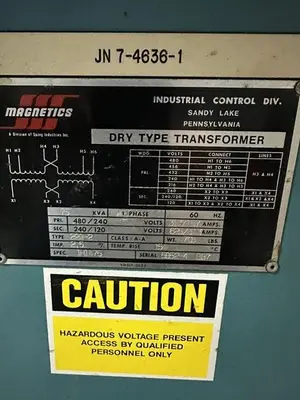 Magnetics,75 KVA Transformer HV 480/240V- LV 240/120V 1PH