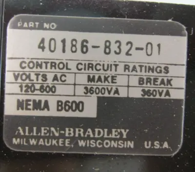 Allen-Bradley 40186-832-01 Starter Accessory NEW E17