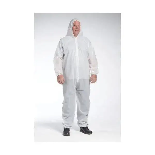 WestChester White PE Laminate Disposable Coverall With Hood Size Large