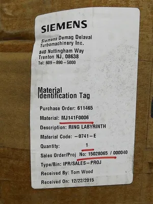 Siemens MJ141F0006 Sealing Ring Assembly 15.875" ID 18.25" OD 2.845" Width New