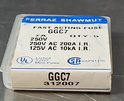 Ferraz Shawmut GGC7 Fast Acting Fuse 7A 250V Pck w/2 boxes loc4A28
