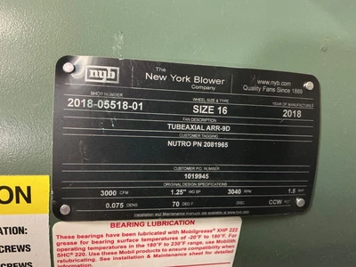 New | in-Stock NEW YORK BLOWER CO. _UNKNOWN_ Blowers Ohio US | Equipment Recovery Corp. #1330696