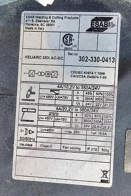 USED 2013 ESAB HELIARC 353I AC-DC