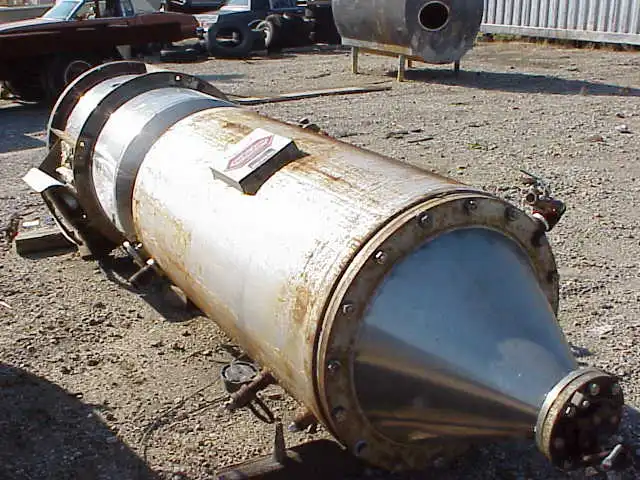 Used approximately 30 square foot surface area Rodney Hunt Turba Film evaporator