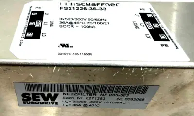 USED SCHAFFNER FS21226-36-33 FILTER MODULE 50/60HZ FS212263633