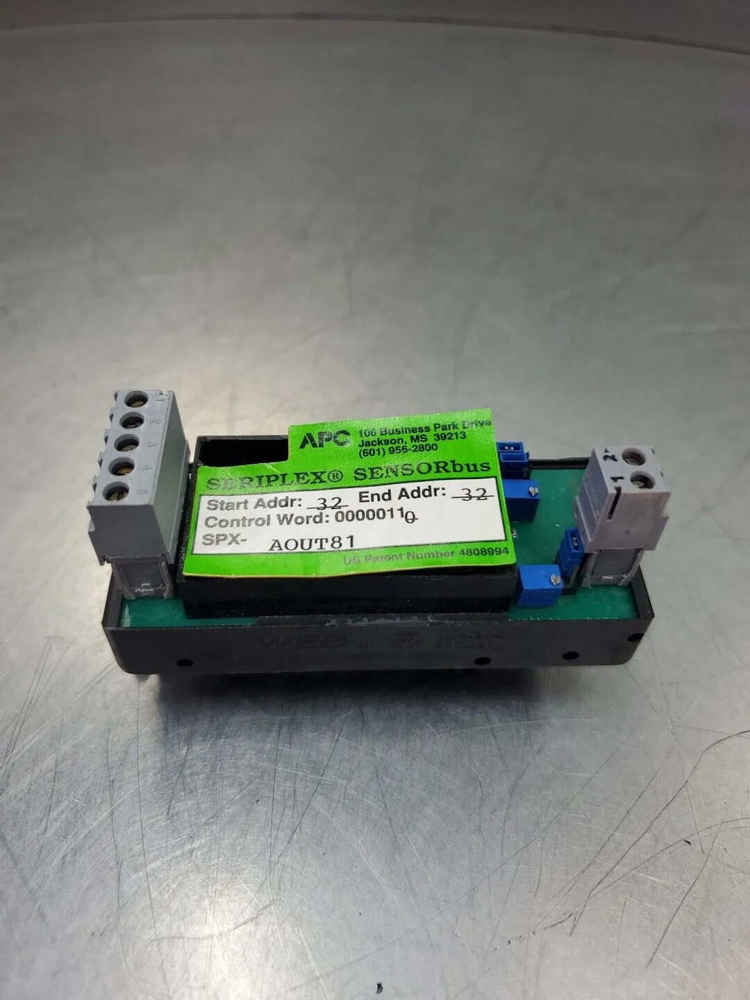 APC SPX-AOUT81 SERIPLEX SENSORbus I/O Module Control Bus. 4E-35