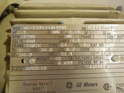 NEW GE 5KS143QBB3049D8 MOTOR 1 HP 1735 RPM 3 PHASE 60HZ