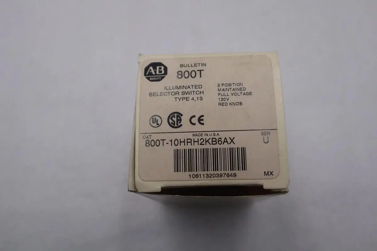 Allen Bradley 800T-10HRH2KB6AX ILLUMINATED SELECTOR SWITCH SER U STOCK K-3219
