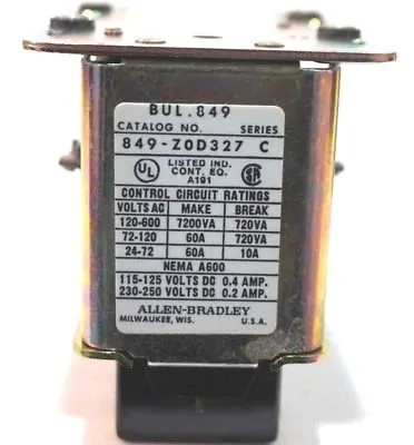 NEW ALLEN BRADLEY 849-ZOD327 PNEUMATIC TIMING RELAY SER.C 849ZOD327