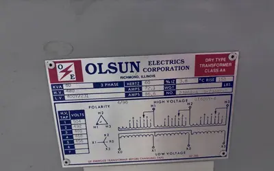 60 KVA OLSUN 480V <-> 400Y / 231V CLASS AA DRY TYPE ELECTRICAL TRANSFORMER: YOBRO #24590