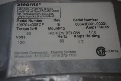 NEW STEARNS 108704400ECF BRAKE ASSY STD
