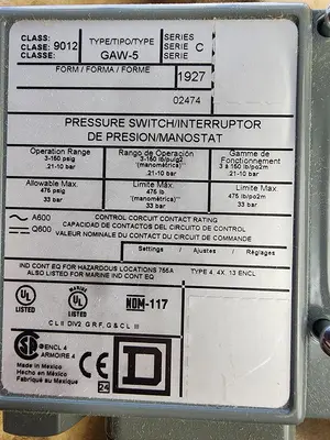 New | in-Stock SQUARE D 9012GAW-5 Relays & Switches Michigan US | Midwest Press and Automation #1326930