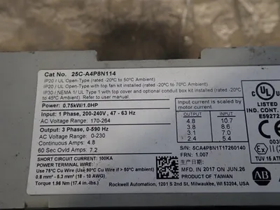 USED ALLEN BRADLEY 25CA4P8N114