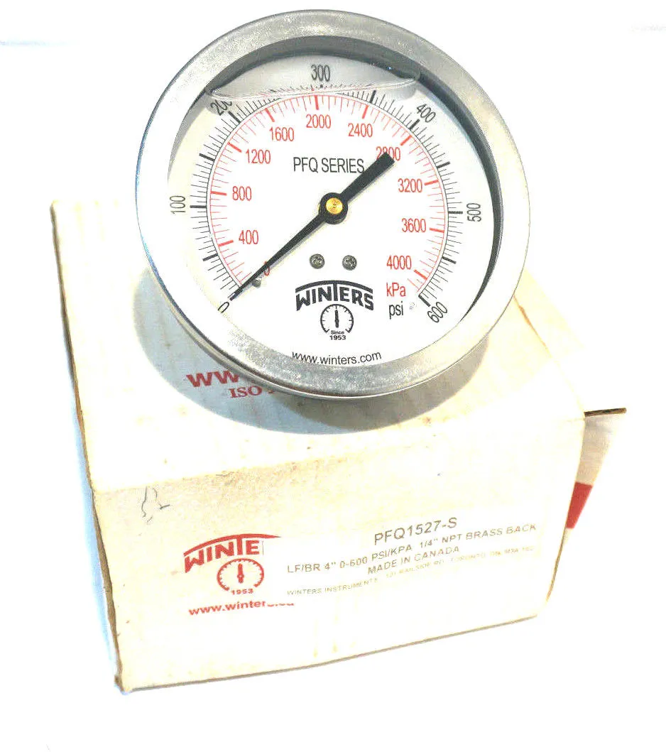 NEW WINTERS PFQ1527-S GAUGE 4" 0-600 PSI PFQ1527S