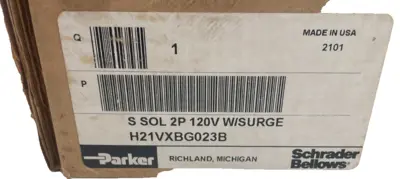 NEW PARKER SCHRADER BELLOWS H21-VXB-G023B SOLENOID VALVE 2P H21VXBG023B