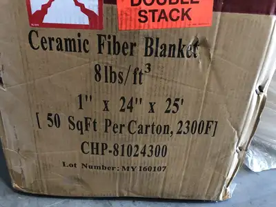 Hi-Temp Products Ceramic Fiber Blanket 8 cu.ft/lb. 1″ X 24″ X 25′ -NIB