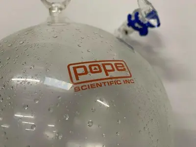 USED POPE SCIENTIFIC DISTILLATION GLASSWARE W/ 1.5" OPENING