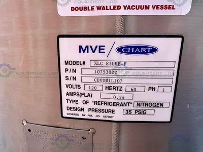 USED CHART MVE XLC 810 HE-F LIQUID NITROGEN CRYOGENIC STORAGE TANK W/ TEC 3000