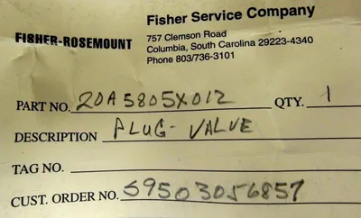 NEW FISHER ROSEMOUNT 20A5805X012 VALVE PLUG
